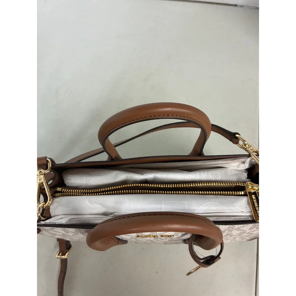 Michael Kors Maple Small EW Satchel Crossbody Bag Vanilla Luggage 38S6G7MS5B NEW